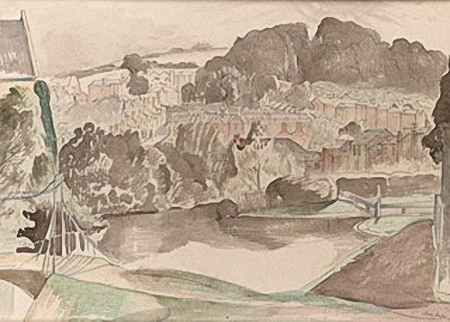 Artist John Nash (1893-1977): The River at Bures, Suffolk, m