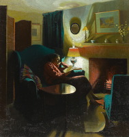 Artist Gerald Gardiner: The Artist’s Wife, Evelyn, Seated Reading, mid-1930s
